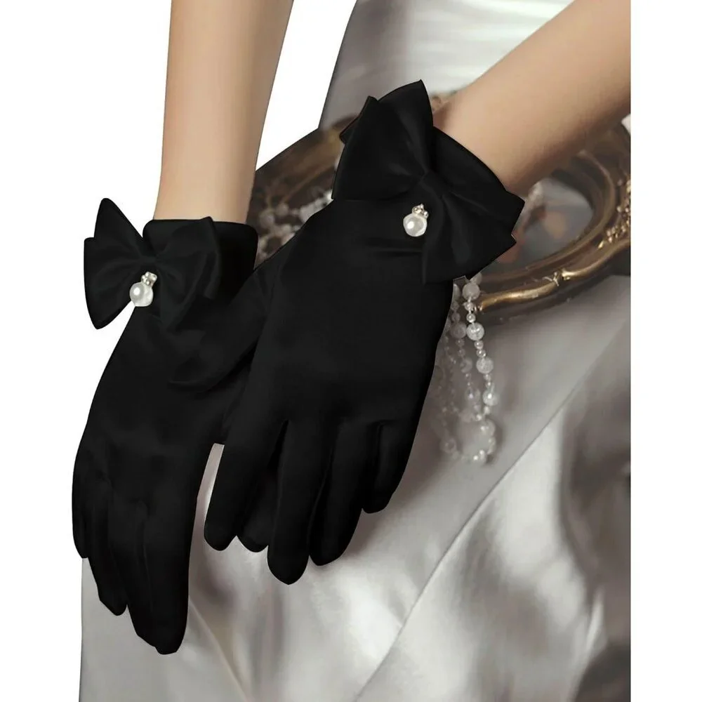 Women's Special Black Short Satin Gloves Formal Dress Wedding Dancing Party